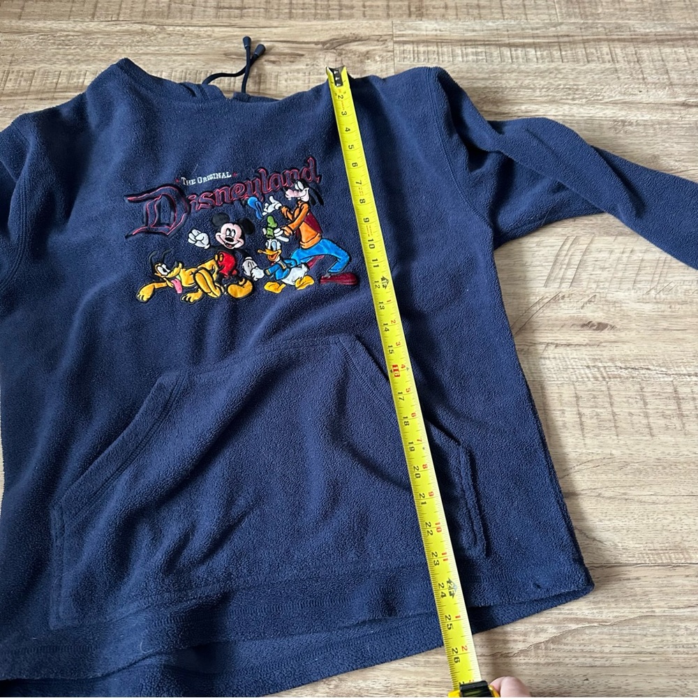 Vintage Disneyland hoodie blue fleece pocket mens small Mickey Mouse goofy Pluto - Picture 8 of 8